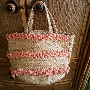 Woven jute tote bag